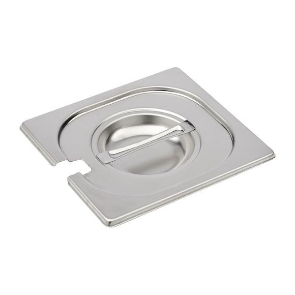 Couvercle Gastro M en acier inoxydable GN1 / 6 avec évidement pour cuillère, DR493