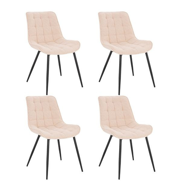 HOME DELUXE chaises de salle à manger rembourrées lot de 4 IKALO – velours côtelé crème, 50862