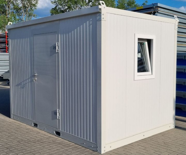 LagerContainerXXL 3m Conteneur de bureau isotherme avec pattes de grue et guide de chariot élévateur (livraison montée), gris-blanc RAL 9002, A8223