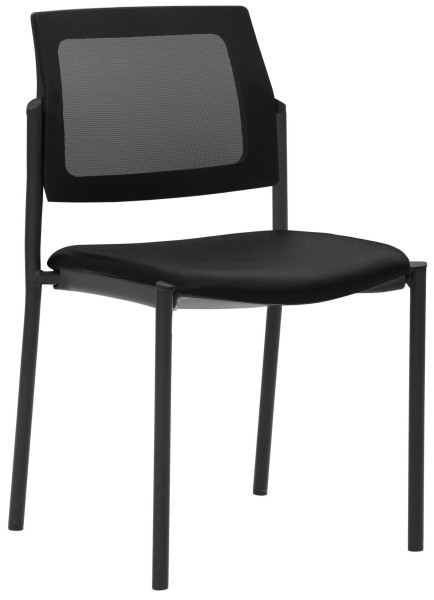 Mayer Sitzmöbel chaise empilable, structure à 4 pieds noir, dossier en résille, noir, 2519_V3_30617