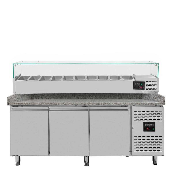 Table réfrigérante à pizza Vaiotec EASYLINE 800 / 3 portes "gris" avec accessoire de refroidissement GN1/4, 11259