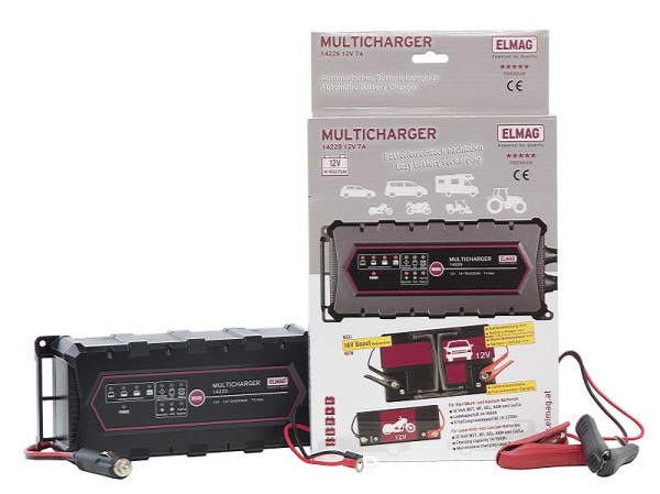 ELMAG Chargeur de batterie automatique 12 V MULTICHARGER 14225, max 7,0 A, 56032