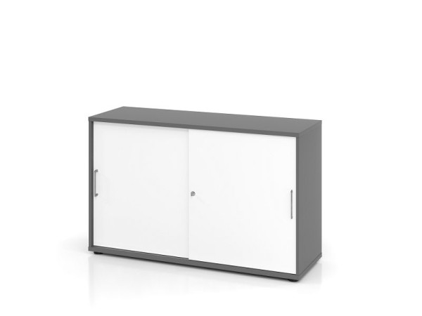 Armoire à portes coulissantes Hammerbacher 1752S BS, 2 OH, corps : graphite / façade : blanc, 120 x 40 x 74,8 cm (LxPxH), V1752S/G/W/BS