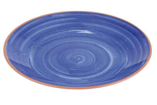 Assiette APS -LA VIDA-, Ø 32 cm, hauteur : 3,5 cm, mélamine, extérieur : aspect terre cuite, intérieur : décor en bleu, 84161