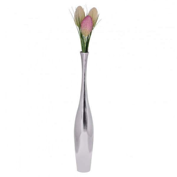 Wohnling vase décoratif grande BOTTLE S aluminium moderne avec 1 ouverture en argent, grand vase à fleurs en aluminium fait main, grand vase décoratif pour fleurs, WL1.919