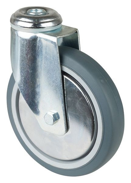 Roulettes BS Roulette de matériel lourd, largeur 32 mm, Ø150 mm, jusqu'à 100 kg, bande de roulement en caoutchouc gris, corps de roue en plastique, roulements à billes, lot de 2, C101.A85.151