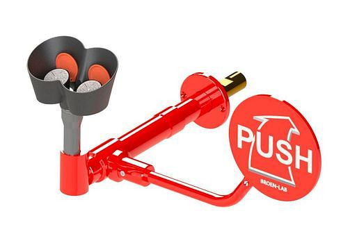Douchette oculaire B-SAFETY avec 2 pommes de douche 45°, rouge, installation murale à panneaux, DVGW, 306253