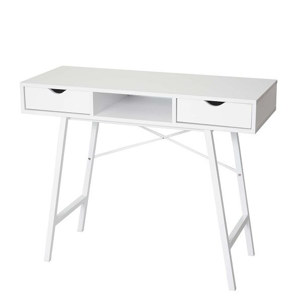 Table console Mendler HWC-E92, table d'appoint, structure 3D 100x40cm, blanc, 75780