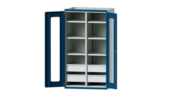 Etablis ANKE, armoire pour charges lourdes, modèle 202, 1085 x 630 x 1950 mm, zone de visualisation en plexiglas, RAL 7035/5010, 620.072