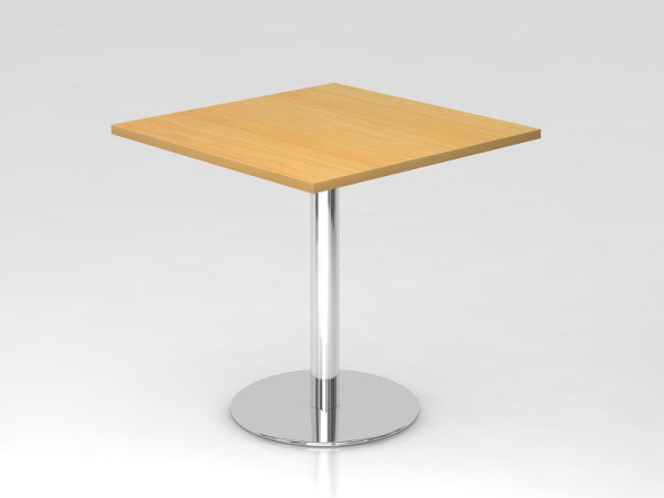 Table de réunion Hammerbacher 80x80cm hêtre/chrome, structure chromée, VSTF88/6/C