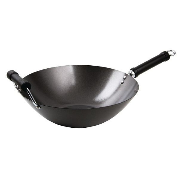 Wok antiadhésif KitchenCraft à fond plat 35,5 cm, K250