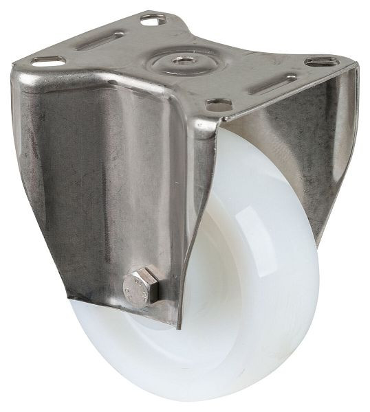 BS Rollers Roulette fixe robuste en acier inoxydable, roue en acier inoxydable, roue en plastique, roulement lisse, plaque à visser, diamètre 100 mm, HS110.A90.100