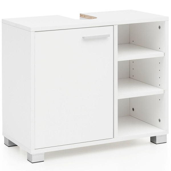 Meuble vasque Wohnling 60x55x32cm meuble de salle de bain blanc avec porte, WL5.341