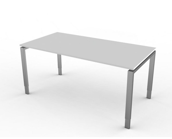 Bureau Kerkmann avec structure à 4 pieds, forme 5, L 1600 x P 800 x H 680-820 mm, gris clair, 11414111