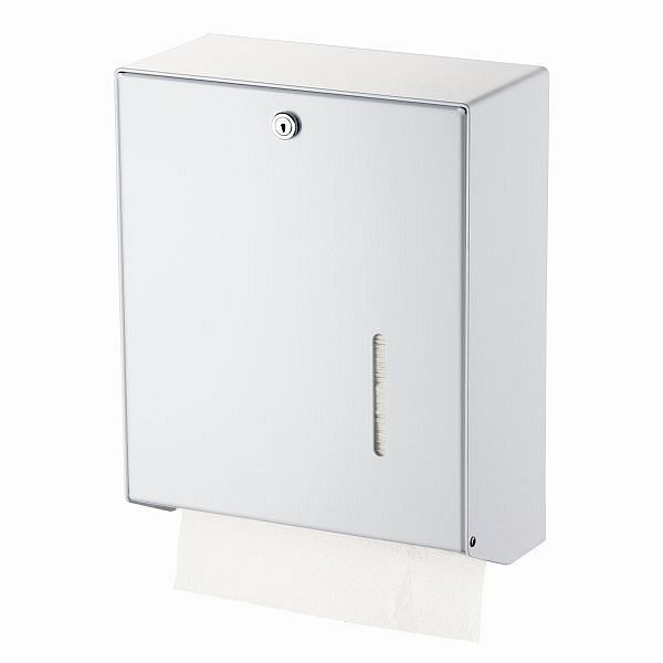Distributeur d'essuie-mains Air Wolf pour 600 essuie-mains pliés maximum, série Omicron II, H x L x P : 350 x 275 x 130 mm, aluminium blanc, 35-751
