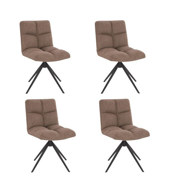 HOME DELUXE Lot de 4 chaises de salle à manger pivotantes NODA – Tissu tissé Gris/Marron, 50874