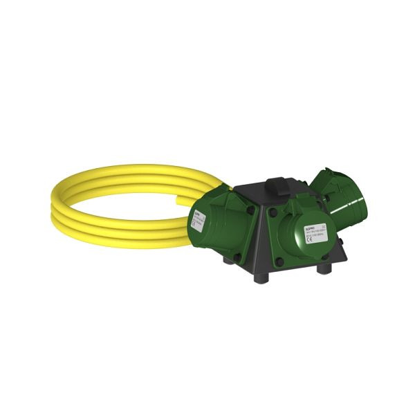 ELSPRO Vollgummi-Sicherheitsverteiler Baureihe CELLE, Zuleitung: 3 m CEE 16 A, Ausgang: 3 CEE 16 A 100-300 Hz, 1001108