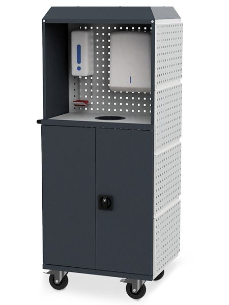 Armoire roulante Bedrunka+Hirth série Health Protection Kubik, dimensions en mm (LxPxH) : 730 x 550 x 1690, avec adaptateur métallique, 86.H02KUB5