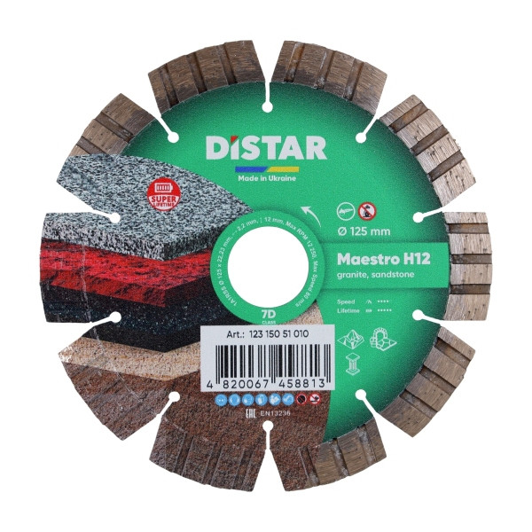 Disque à tronçonner diamanté Distar 1A1RSS 125 Maestro H12, 12315051010