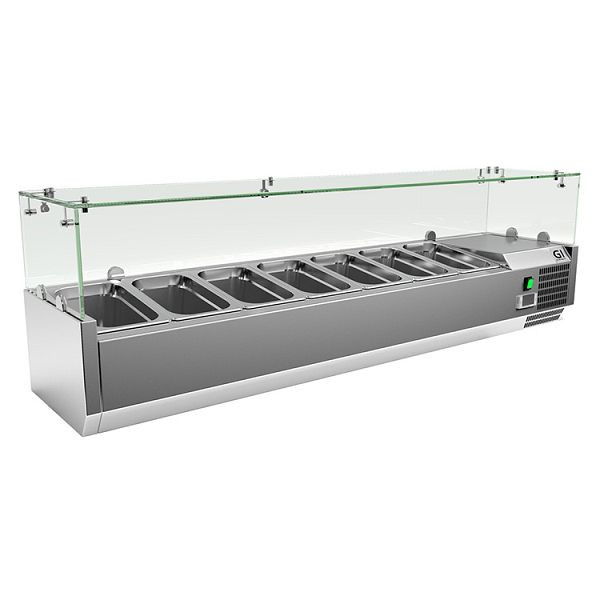 Vitrine réfrigérée en acier inoxydable Gastro-Inox 7x Gastronorm 1/4, capacité nette 44 litres, refroidissement statique, 209.150