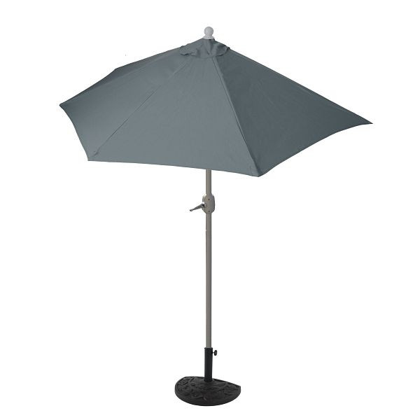 Mendler parasol semi-circulaire Parla, demi-parasol balcon parasol, UV 50+ polyester/aluminium 3kg, 270cm anthracite avec pied, 52377+35128