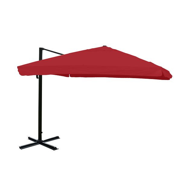 Mendler HWC-A96 parapluie feu tricolore, parapluie gastronomique 3x3m (Ø4,24m) polyester/aluminium 23kg, rabat, bordeaux sans support, rotatif, 134191+122472