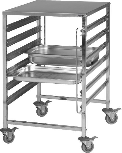 Chariot à étagères Saro avec plan de travail en acier inoxydable modèle NOEL, 350-1015