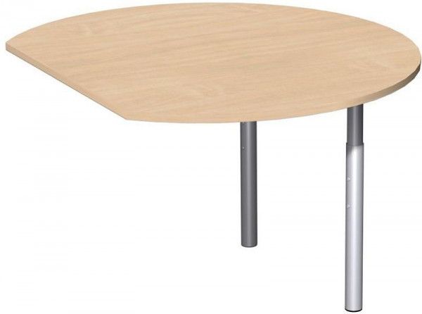Table à rallonge geramöbel ronde avec pieds de support, matériel de liaison inclus, réglable en hauteur, 1200x1047x680-820, hêtre/argent, N-657207-BS