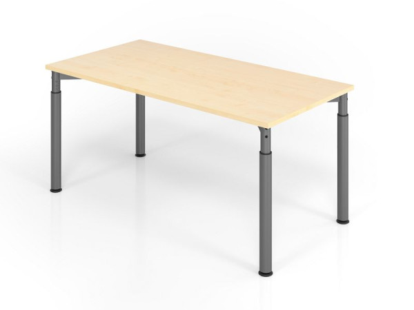Bureau Hammerbacher YS16, 160 x 80 cm, plateau : érable, épaisseur 25 mm, chant épais ABS, forme rectangulaire, graphite, VYS16/3/G