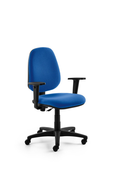 Chaise pivotante Mayer Sitzmöbel , structure noire, roulettes pour tapis, bleu moyen, accoudoirs réglables en hauteur, 2211S_AV_26396