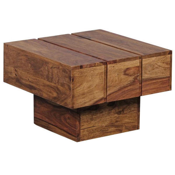 Wohnling table d'appoint SIRA en bois de Sheesham massif 44 x 44 x 30 cm, cube de maison de campagne massif, WL1.755
