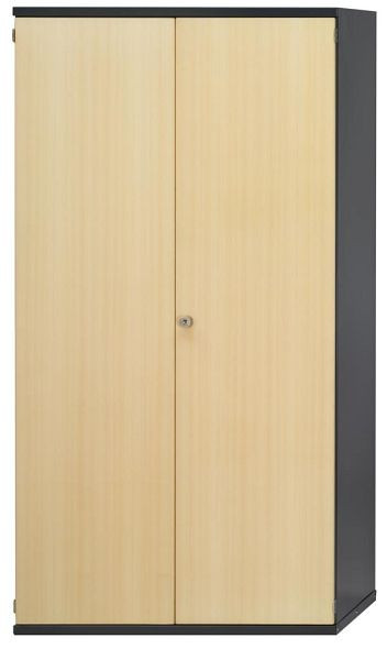 Armoire à matériel ANKE; 1085 x 1950 mm; RAL 7016 / décor hêtre; 2 portes; 4 étagères fixes