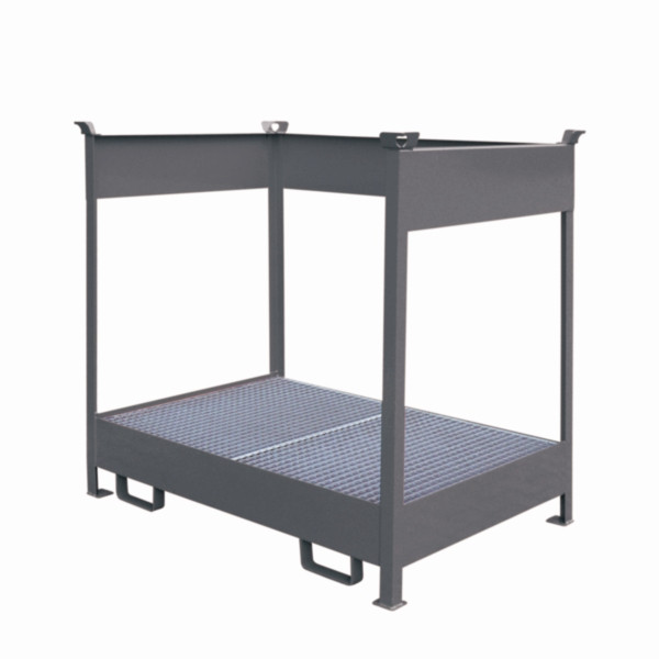 Palette de stockage de fûts Eichinger Industry avec bac de récupération, 2 x fûts gris anthracite, 22630000000096