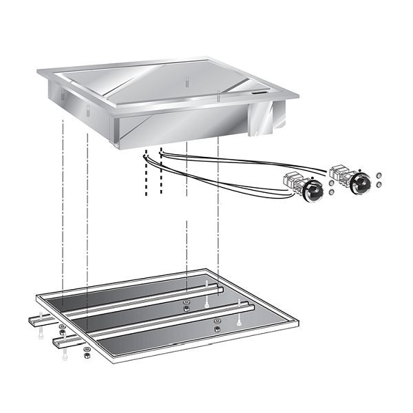 Plaque de cuisson encastrable Gastro-Inox avec surface de cuisson en acier inoxydable, 60cm, 160.533