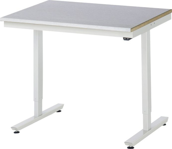 Table de travail RAU série adlatus 150 (réglable en hauteur électriquement), plan de travail avec revêtement en tôle d'acier, 1000x720-1120x800 mm, 08-AT-100-080-S