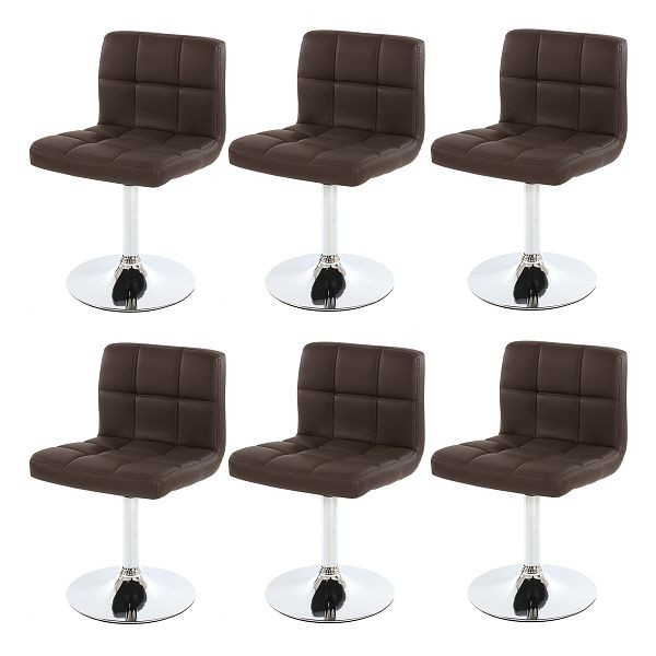 Mendler set de 6 chaises de salle à manger chaise pivotante Kavala simili cuir chromé, marron, 3x26629
