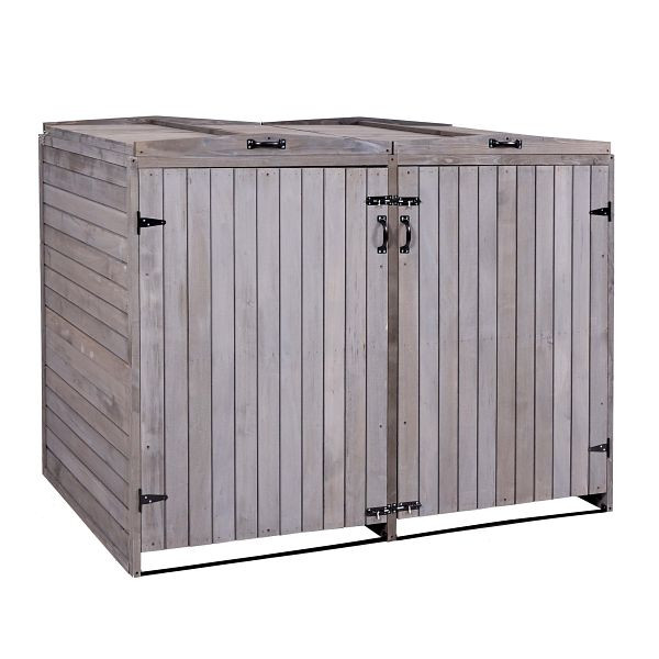 Mendler XL 2-/4-habillage poubelle à roulettes HWC-H74, poubelle à roulettes, extensible 120x75x96 bois, gris anthracite, 73979+74651