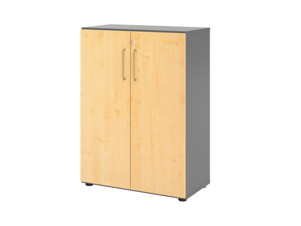 Armoire Hammerbacher 938T3, 3 OH, corps : graphite / façade : érable, 80x41,7x110 cm (LxPxH), serrure arrière, poignée en métal BS, V938T3/G/3/BS