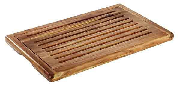 Planche à découper à pain APS GN 1/1, 53 x 32,5 cm, hauteur : 2 cm, bois, acacia, ramasse-miettes amovible, reposant sur 4 pieds antidérapants, 00884