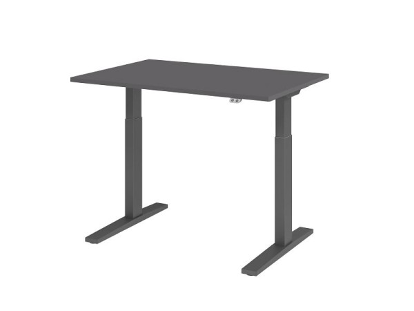 Bureau Hammerbacher XMKA12, plateau 120x80cm : graphite, épaisseur 25 mm, chant épais ABS, forme rectangulaire, VXMKA12/G/G