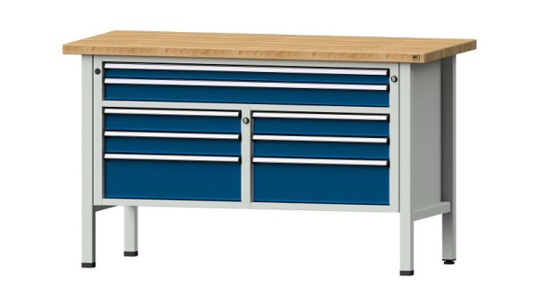 Établis ANKE établi à caissons, modèle 259 V, 1500 x 700 x 890 mm, RAL 7035/5010, BMP 40 mm, 304.145