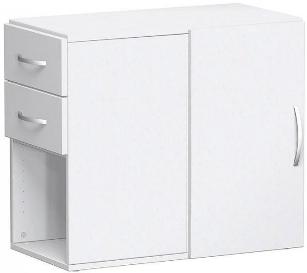 armoire complémentaire geramöbel avec tiroirs, porte tournante avec amortisseur de porte, utilisable à gauche ou à droite, avec pieds réglables, 420x820x720, blanc/blanc, S-381300-WW