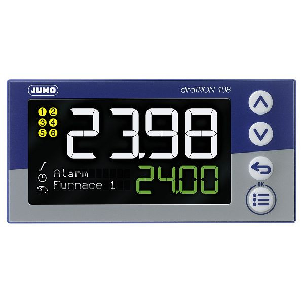 Régulateur compact JUMO pour installation dans un tableau de commande, (96x48 mm), AC / DC 20 à 30 V, conception du raccordement électrique : raccordement à ressort, 00680796
