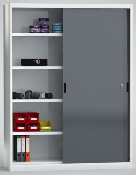 Armoire à portes coulissantes KLW, hauteur : 2000 mm, largeur : 1500 mm, profondeur : 525 mm, avec cloison centrale, avec 2x4 étagères amovibles, 7SN-SL2000TB-2015MRB