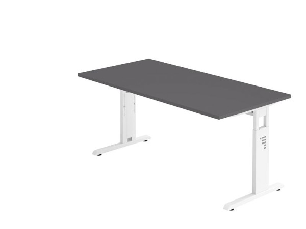 Hammerbacher bureau pied C 160x80cm graphite/blanc, VOS16/G/W