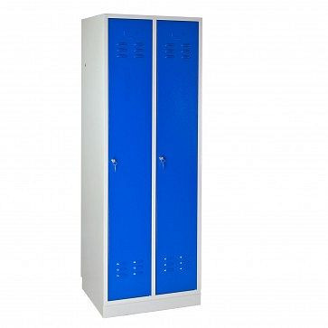 Vestiaire/armoire ADB Regular" 2 portes, dimensions HxLxP : 1775x600x500 mm, couleur du corps : gris clair, RAL 7035, couleur de la porte : bleu ciel (RAL 5015), 40888