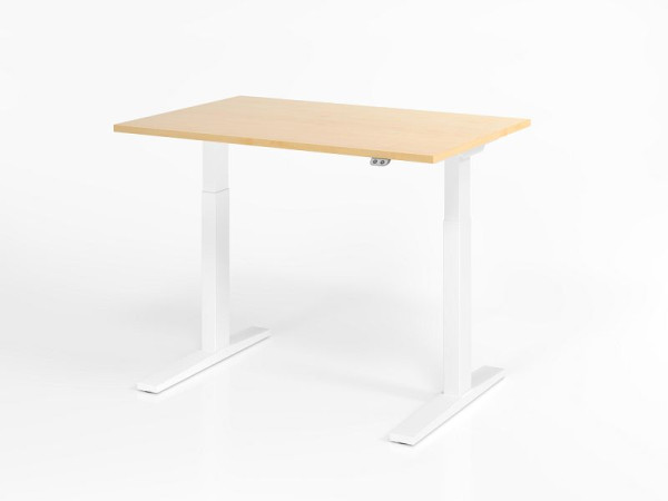 Bureau Hammerbacher XMKA12, 120 x 80 cm, plateau : érable, épaisseur 25 mm, chant épais en ABS, forme rectangulaire, blanc, VXMKA12/3/W