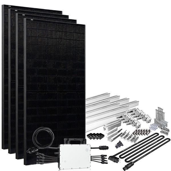 Système solaire Offgridtec Solar-Direct 1640W HM-1500 Full Black Connexion Schuko - Câble de connexion 15m - Kit d'installation sur toit en tuiles, 4-01-014535-003