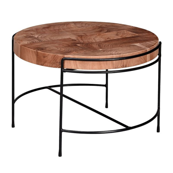 Wohnling table basse 62x40x62 cm table basse acacia bois massif / métal, WL6.174