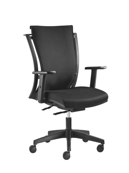 Chaise pivotante Mayer Sitzmöbel , assise et dossier rembourrés noir, support lombaire réglable, 2457_AV_556